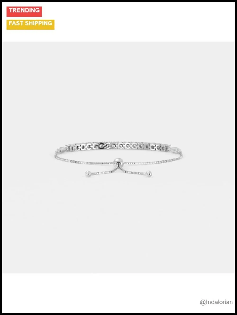 Sterling Silver Lab Grown Diamond Bolo Bracelet Adjustable